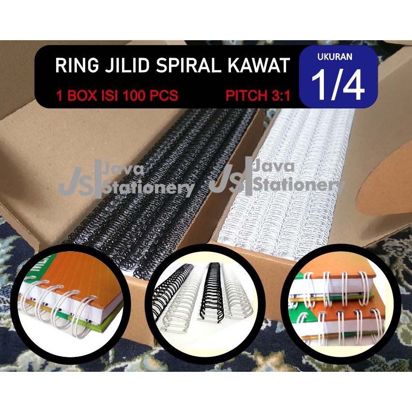 

Miliki Ring Kawat Spiral Jilid 1/4 Pitch 3:1 - 1 Box isi 100pcs Paling_Murah 86