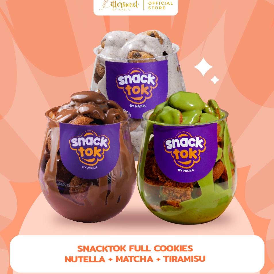 

Harga Murah Bittersweet by Najla - 3 Snacktok Full Cookies ( Choco Hazelnut, Matcha & Tiramisu ) Laris