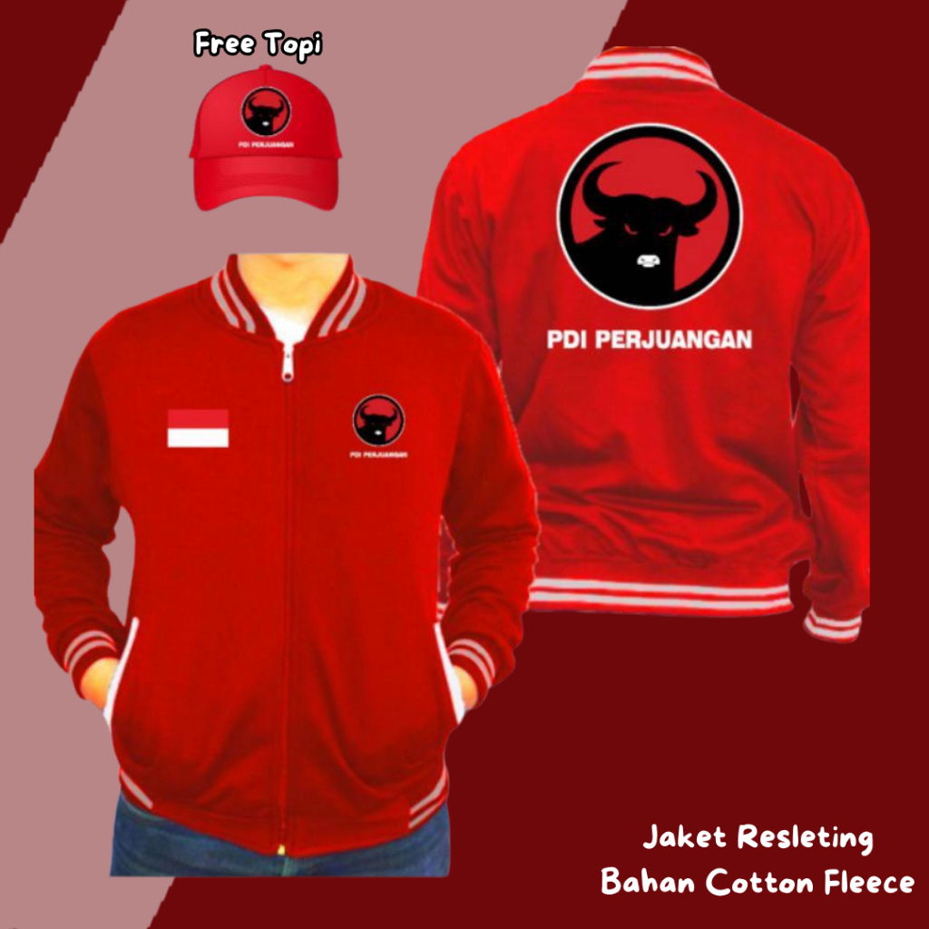Jacket Partai Custom Cotton Fleece Free Topi Murah Terbaru PDIP GERINDRA GOLKAR NASDEM DEMOKRAT PKB 