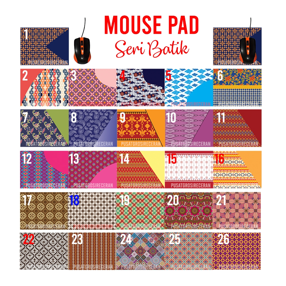 Mouse Pad Seri Batik Mousepad Tatakan Mouse Aneka Motif dan Karakter