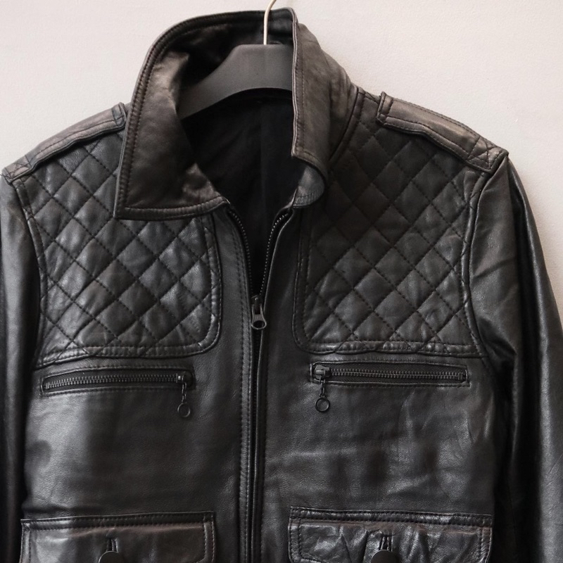 Jaket kulit motor bomber rider biker racing Pl bekas preloved second