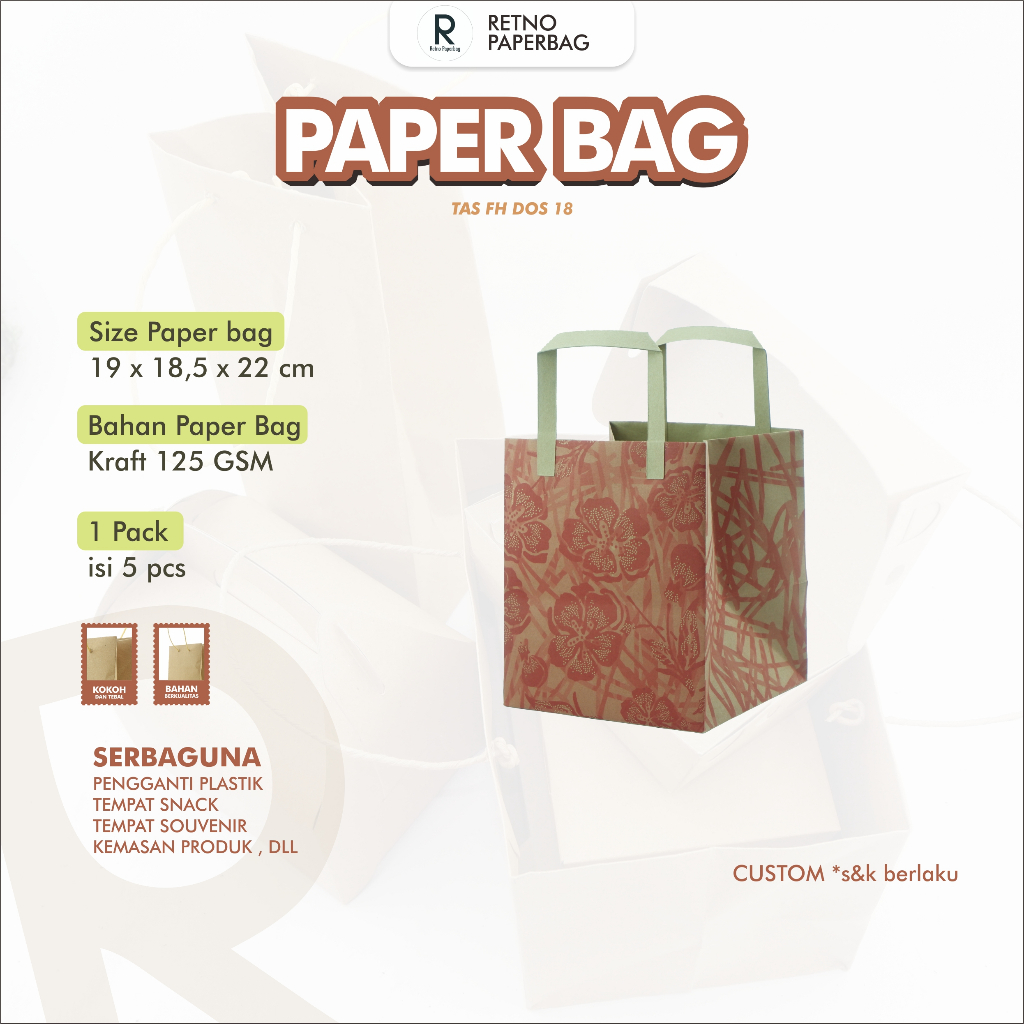 

Paper Bag Dos Nasi 18 Tas Kenduri Hajatan Serbaguna-Retno Paperbag