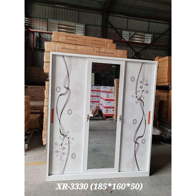 Lemari Full Sliding 3PJumbo 160 / Lemari Besi Pintu Geser besar / Lemari Baju Besi 3Pintu Sliding