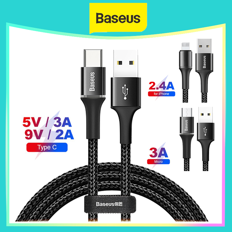 Supernova x Baseus Kabel Data LED Fast Charging iPhone/Micro USB/Type-C 1M