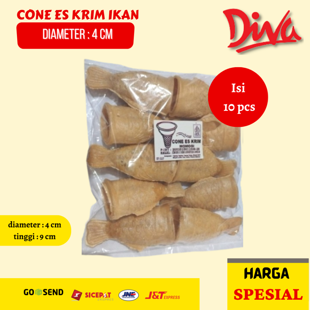 Cone Ice Cream Ikan | Contong Es krim | Cone Es Ikan 1 Slop | Shila Cone