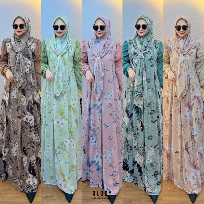 DRESS GAMIS ULYA SET HIJAB TERBARU BESTSELLER BY ALODY FASHION ORIGINAL