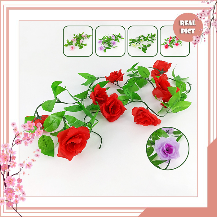 UNICO Bunga Mawar Rambat Plastik Artificial Dekorasi Dinding Kamar & Cafe Estetik PBP98