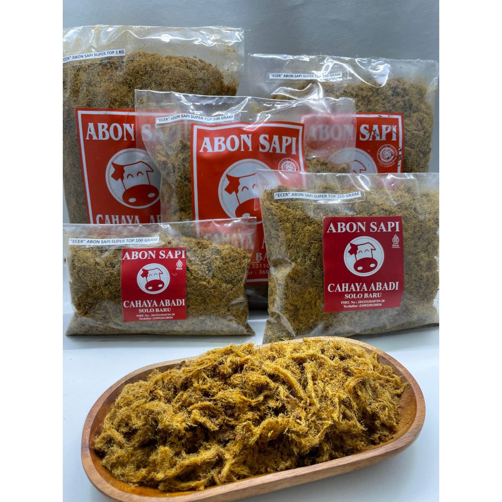 

ECER (100gr, 250gr, 500gr, 750gr, 1kg) Abon Sapi "SUPER TOP" Cahaya Abadi