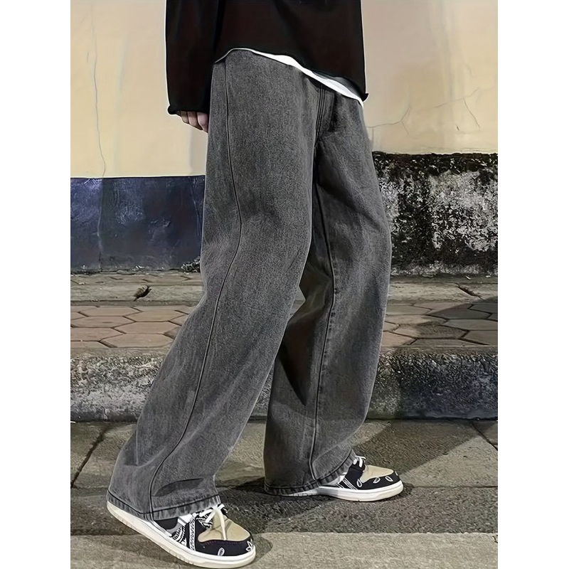 Celana Panjang Jeans Pria Bahan Denim Baggy Pants Korean Style Oversize Loose Jean