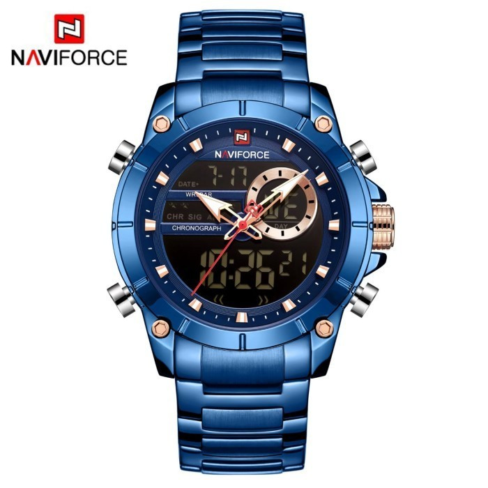 Naviforce 9163 Jam Tangan Pria Dual Time Original NF 9163