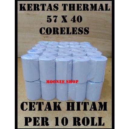 

[KODE E5U9] Kertas Thermal 57 X 40 / 57x40 / 58 x 40 / 58x40 MM Printer Bluetooth Kasir per 10 Roll Polos