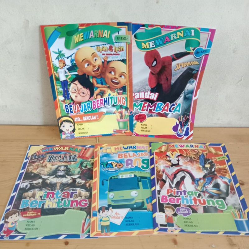 

paket 5 pcs buku mewarnai karakter laki laki