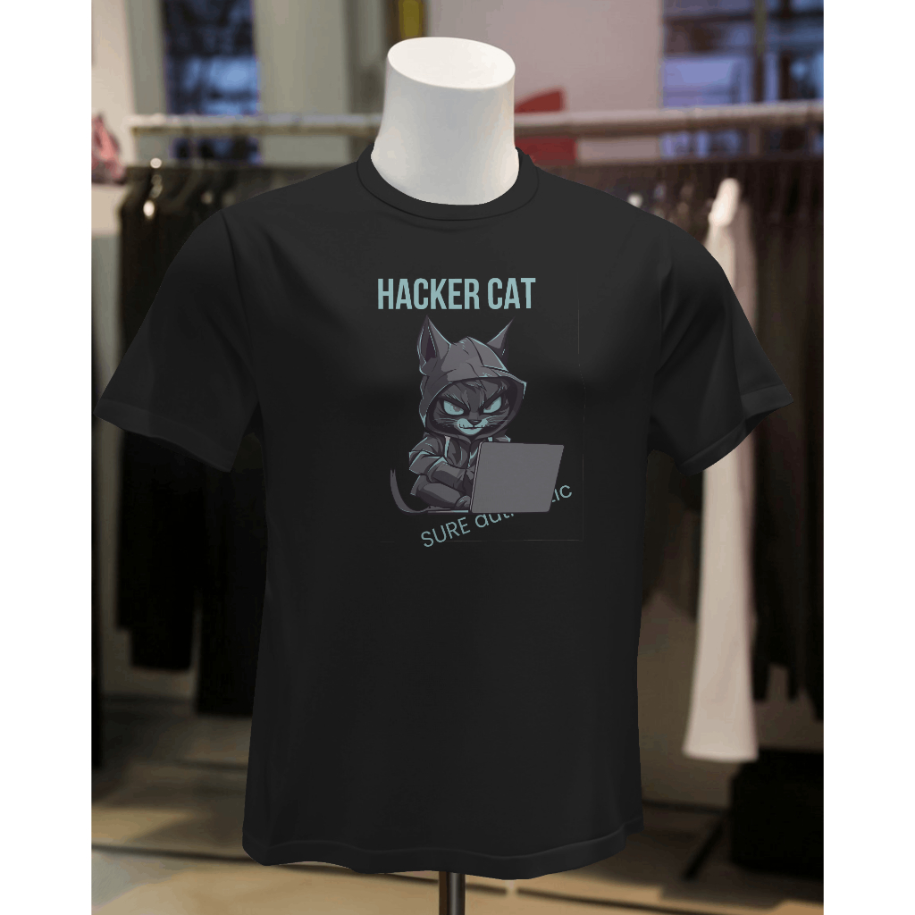 Tshirt Kaos Distro Pria Wanita-HACKER CAT