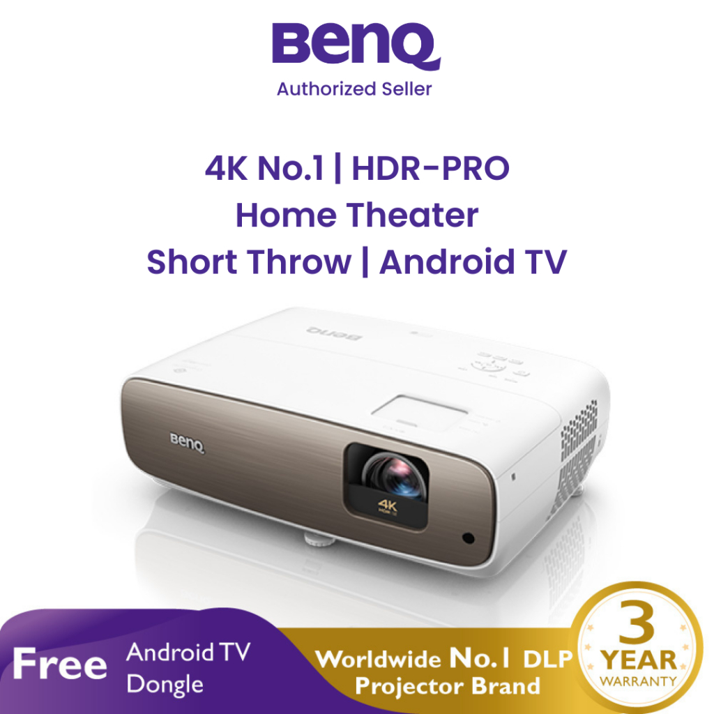 BenQ Projector W2700i 4K HDR-PRO Home Theater Short Throw Android TV Garansi Resmi