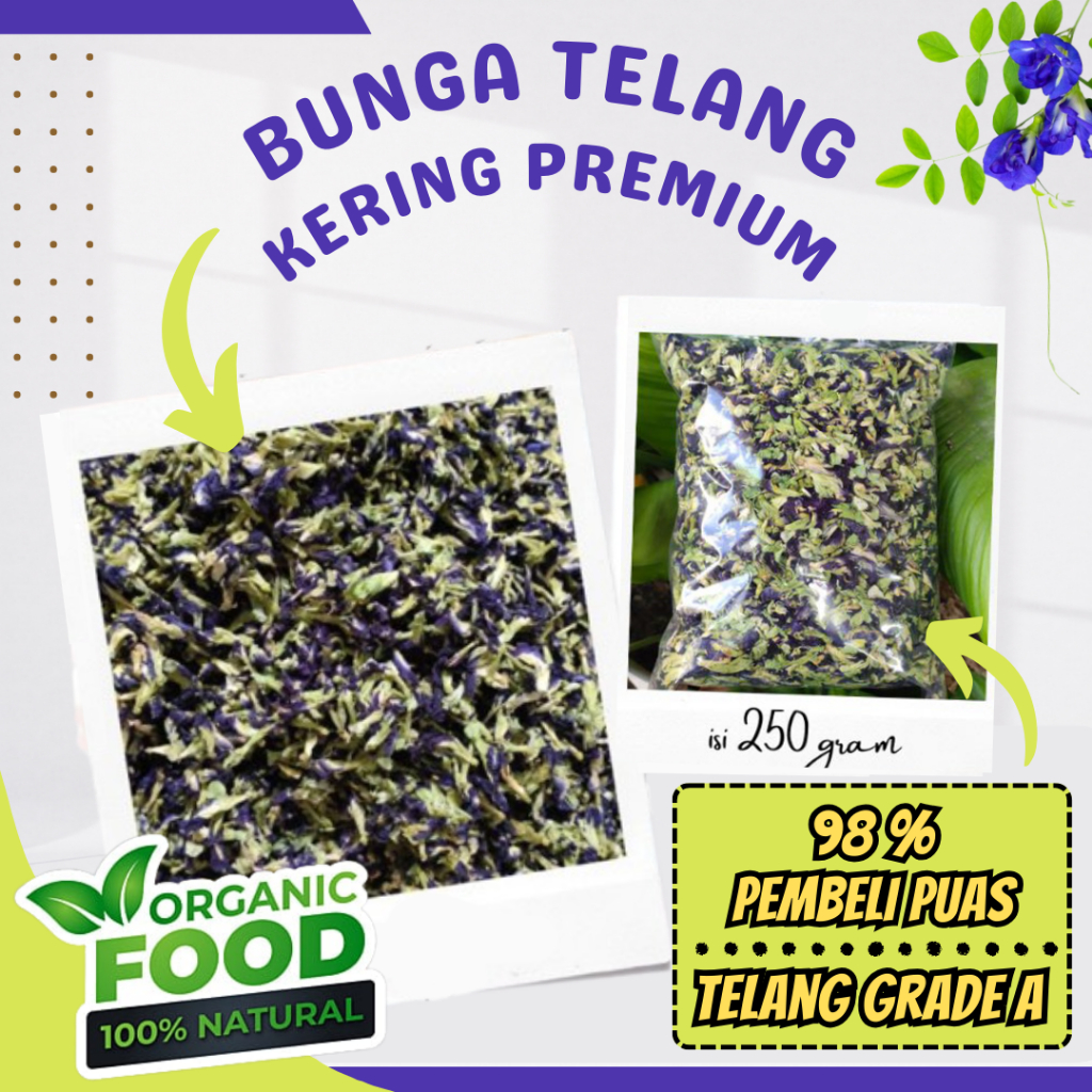 

250 Gram Bunga Telang Kering - Teh Herbal & Pewarna Makanan Alami