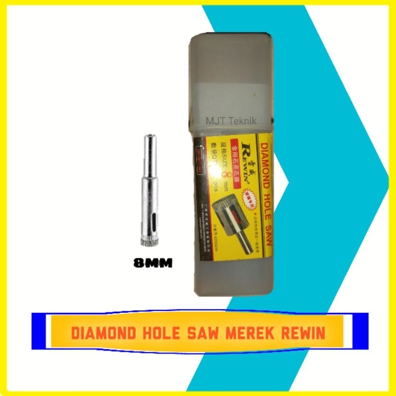 Mata Bor Kaca Keramik Granit Marmer Diamond Hole Saw Merek Rewin 8mm Asli Original