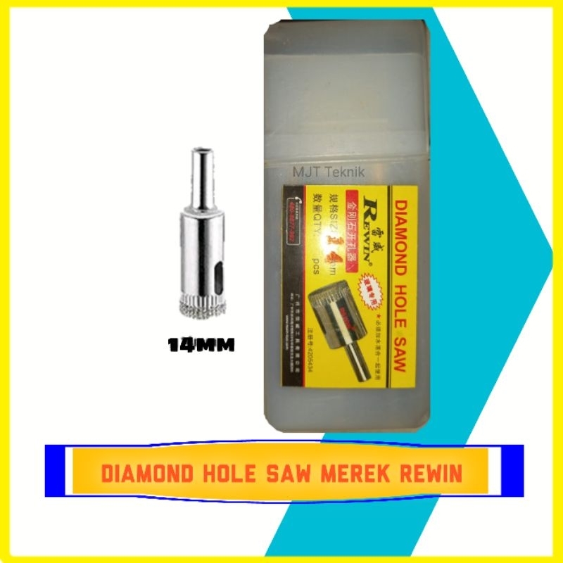 Mata Bor Kaca Keramik Granit Marmer Diamond Hole Saw Merek Rewin 14mm Asli Original