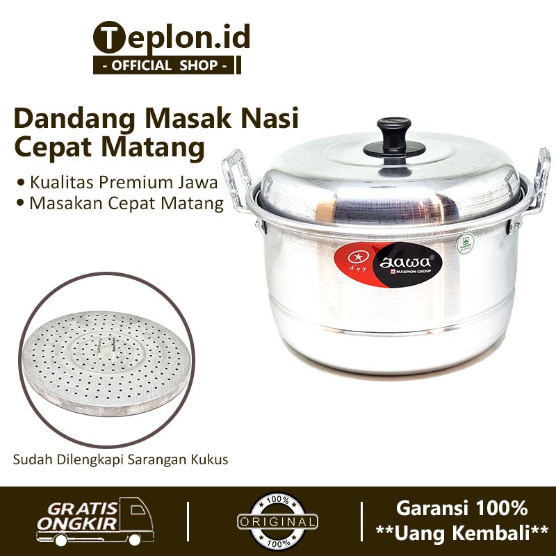 Maspion Jawa Dandang Kukus Nasi + Sarangan | Panci Kukusan Aluminium | Steamer