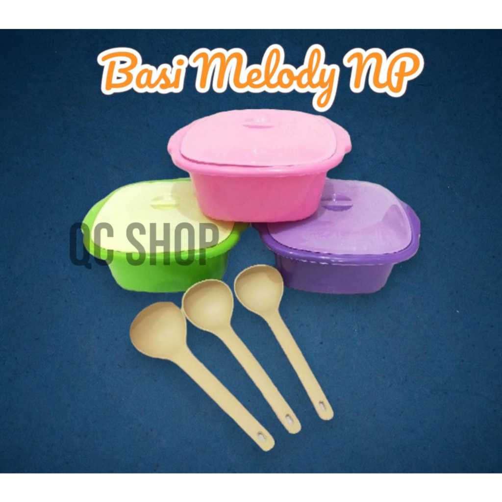 Basi tutup melody+sendok sop / Wadah Sayur Melody + Sendok + Tutup