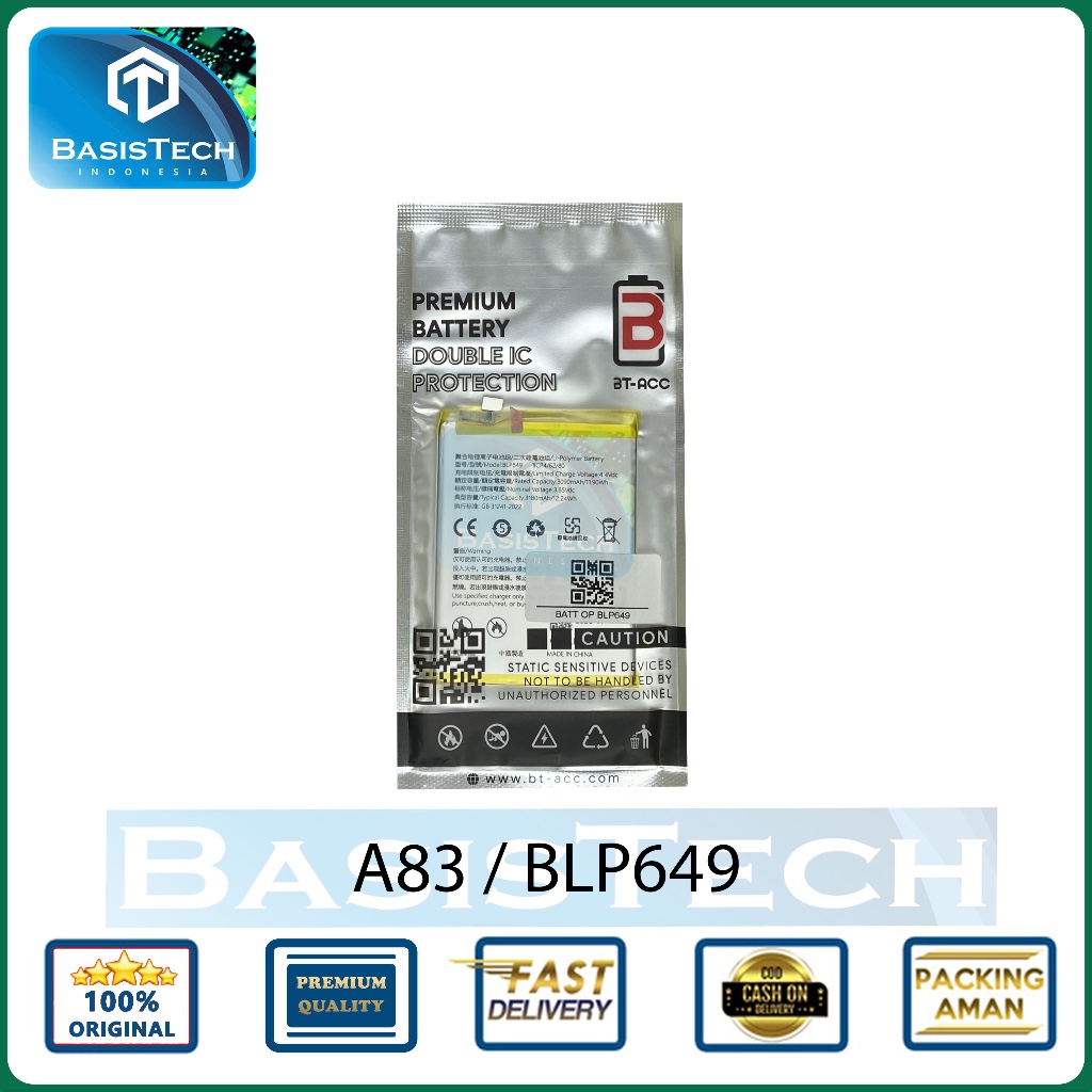 BATERAI OPPO A83 BLP649 BT BASISTECH DOUBLE IC POWER PROTECTION