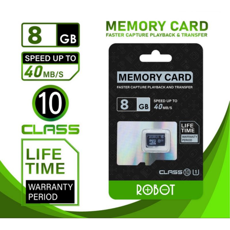 Memory Card 8GB Class 10 Micro SD Original Resmi Robot