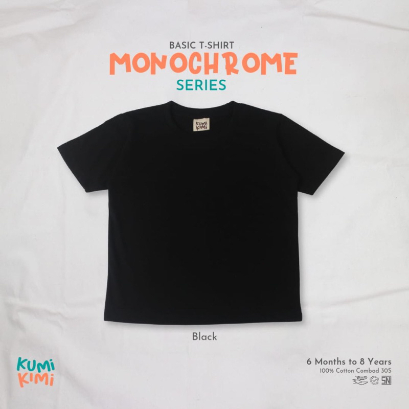 [KUMI KIMI] KAOS POLOS ANAK PREMIUM / KAOS ANAK / BAJU ANAK / BLACK / HITAM