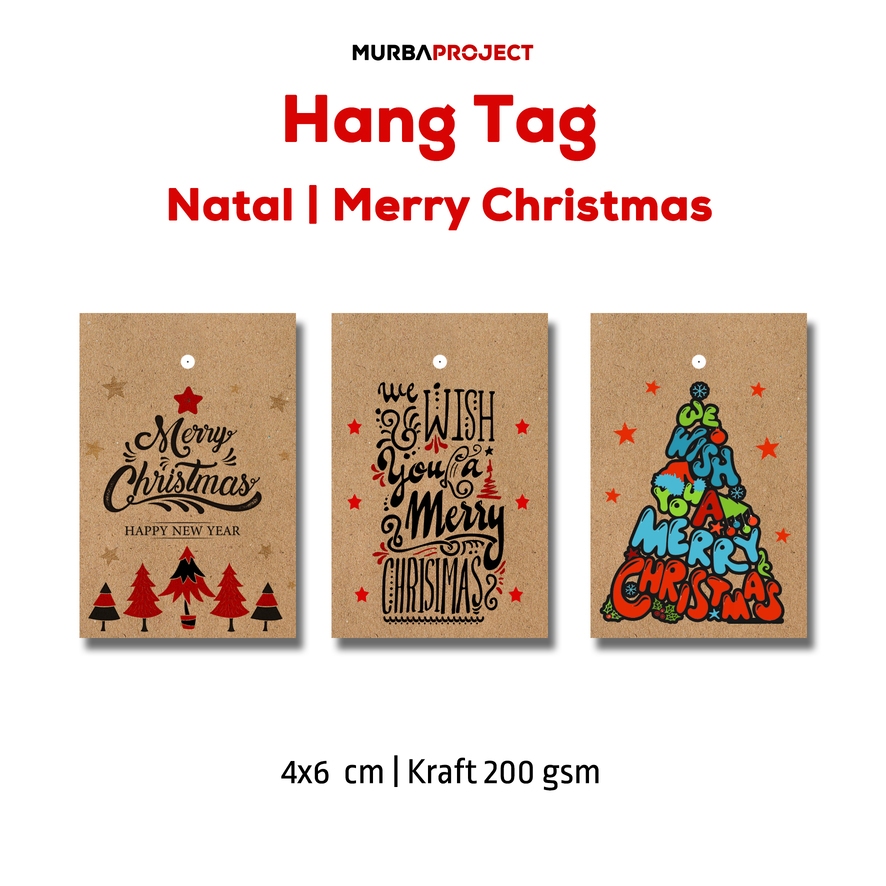 

Hang Tag Natal Merry Christmas isi 100 pcs | Tag Label Natal