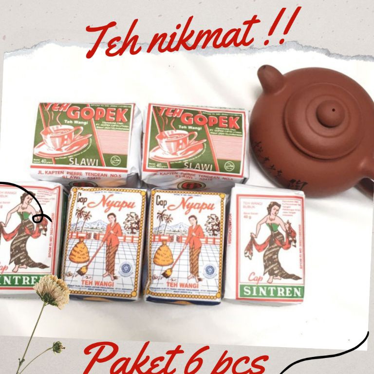 

Promo besar Teh Nyapu Teh Gopek Teh Sintren Paket 6 pcs