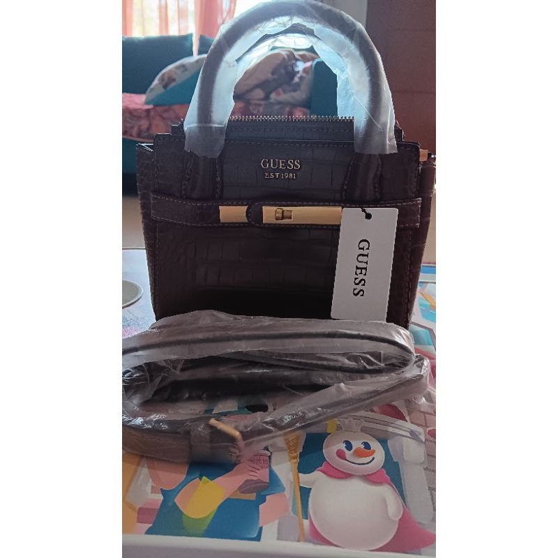 Tas Guess Enisa New mini croco brown original