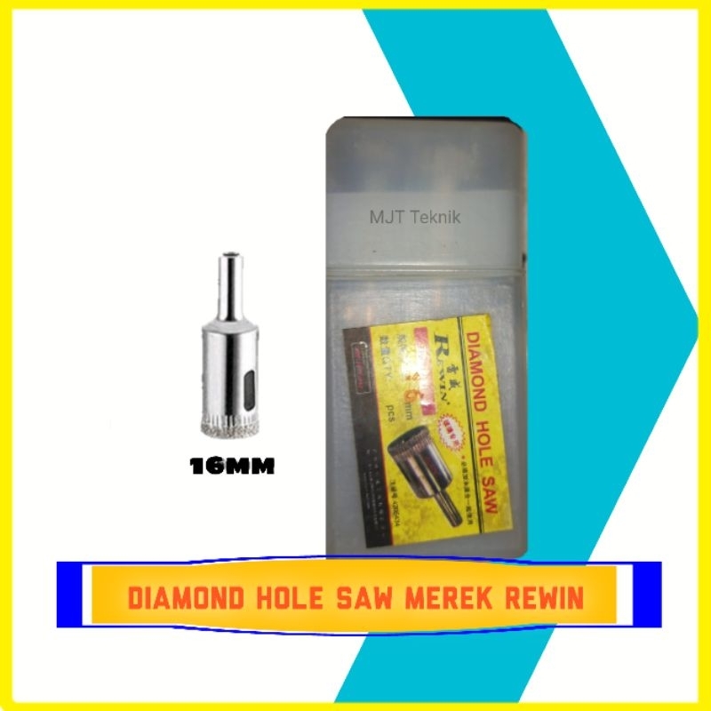 Mata Bor Kaca Keramik Granit Marmer Diamond Hole Saw Merek Rewin 16mm Asli Original