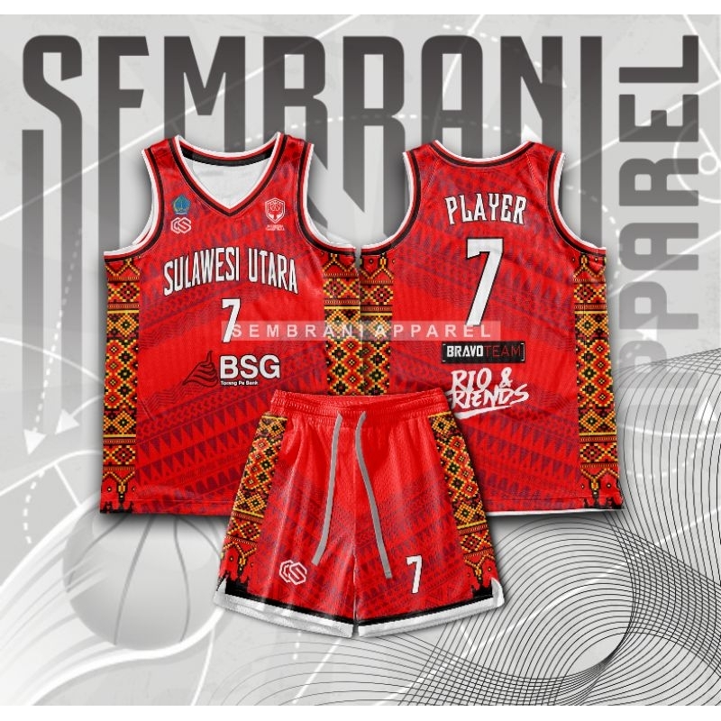 JERSEY BASKET PON 2023 SULAWESI UTARA (BISA GANTI NAMA DAN NOMOR)