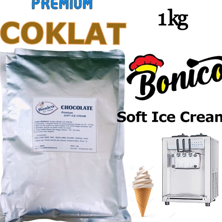

DXFK9155 TERMURAH BONICO COKLAT SOFT ICE CREAM POWDER 1Kg PREMIUM Resto bubuk es krim mesin Chocolate cone frizco
