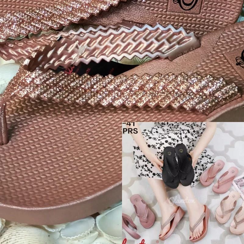 SBI 76 BINTANG SALE  SANDAL JEPIT VIRAL SANDAL KARET GLANZTON NEW FASHION GLITTER GLITER