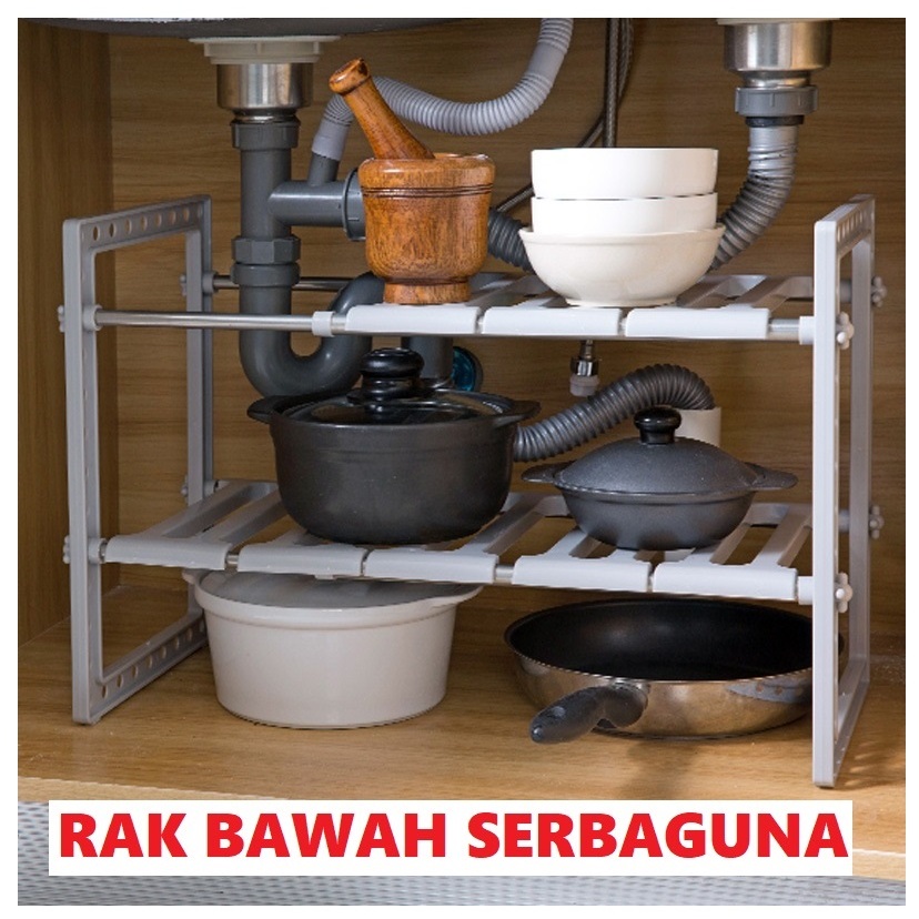 LUCKY -- PERLATAN DAPUR Rak Panci rak Bawah Wastafel Dapur 2 Susun Serbaguna / PARTISI 2 Layer rak p
