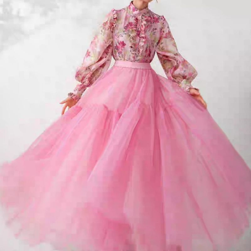 9311 TUTU 3 LAPIS +puring  Rok panjang TUTU ALBERTA PUFFY TULLE MAXI LONG SKIRT mint pink polos Kore