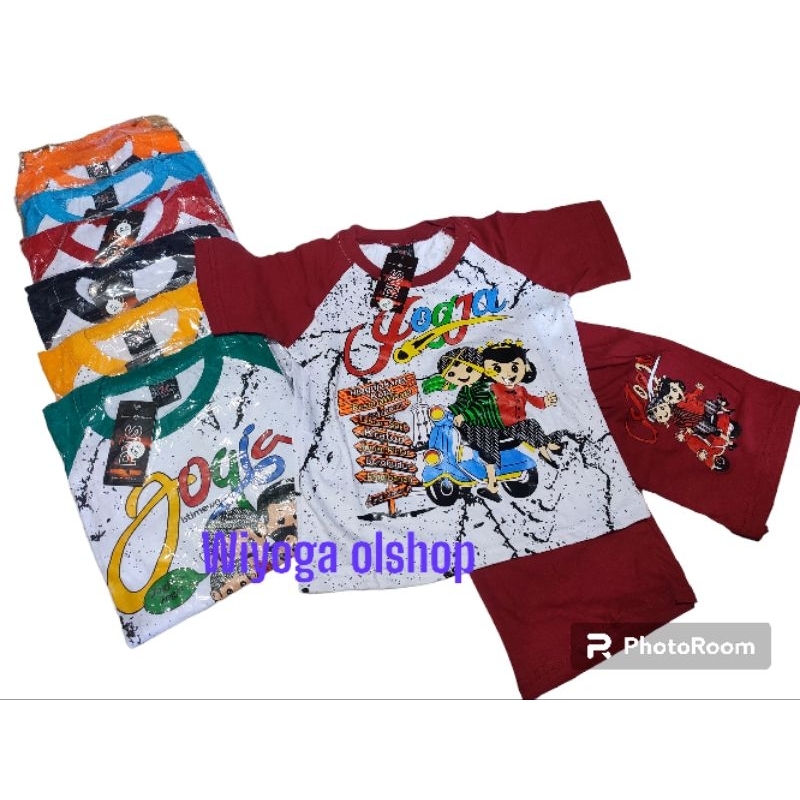 setelan kaos anak laki laki perempuan khas jogja umur 1-11 tahun / oleh oleh khas jogja / setelan an