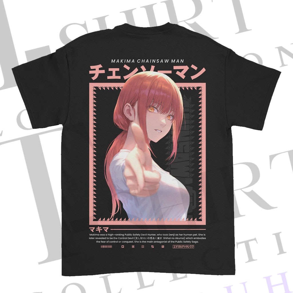 Kaos Distro Pria Sablon DTF CHAINSAW MAN MAKIMA Anime Manga Wibu T-Shirt collection Galuh