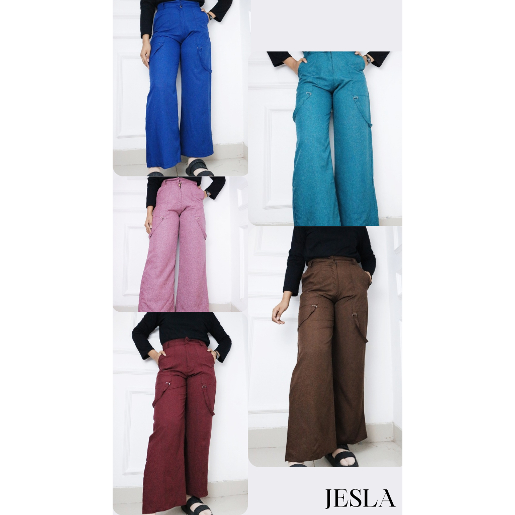 Celana Panjang Wanita Harlee Long Pants DM Bahan Linen Polos LP 70-100 CM PC 99 CM Celana Wanita Jum
