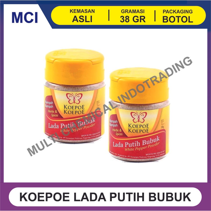 

LADA PUTIH BUBUK KOEPOE KOEPOE KUPU / MERICA BUBUK 38 GR - 1 LUSIN 12 PCS