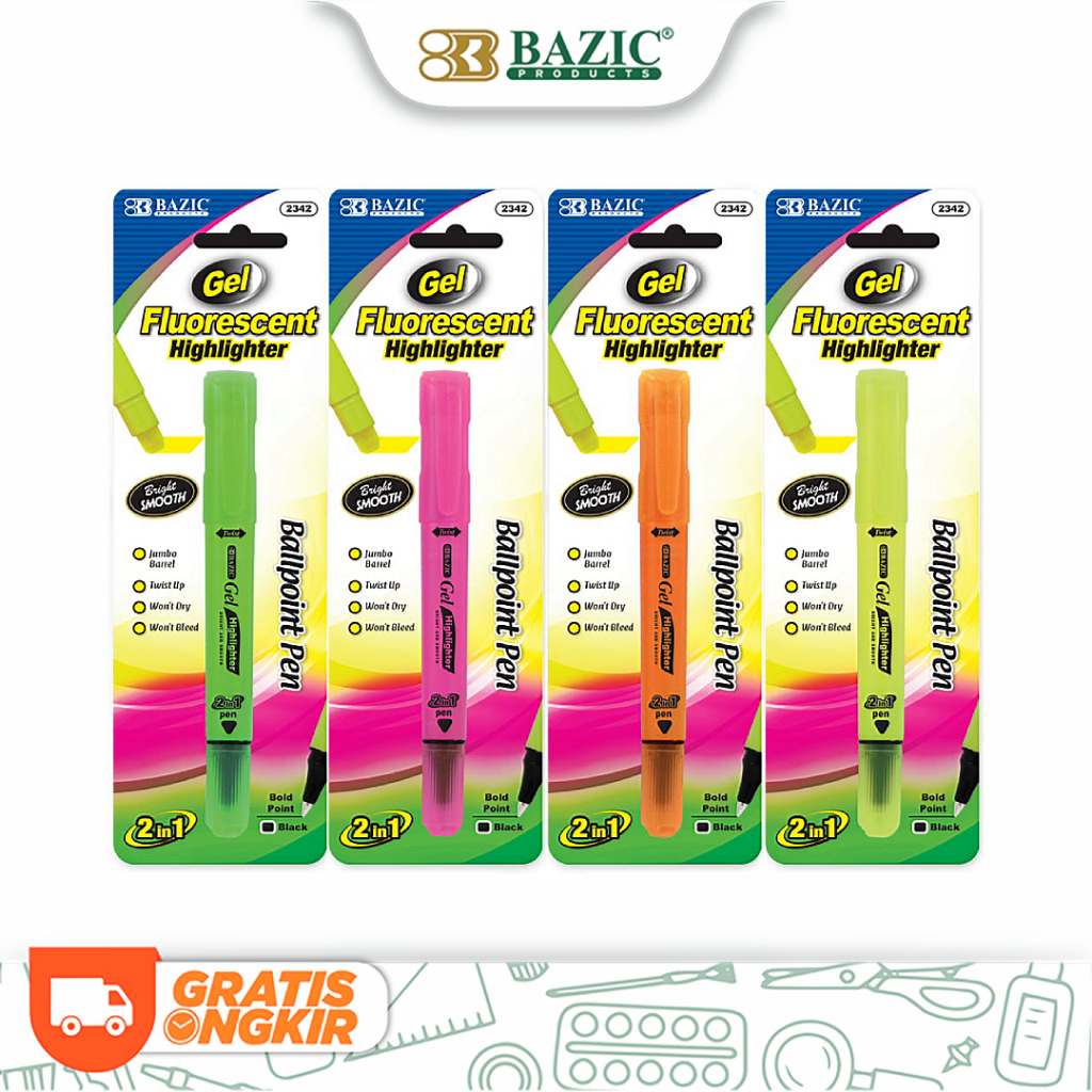 

Bazic 2 In 1 Fluorescent Gel Highlighter & Ballpoint Pen - Stabilo