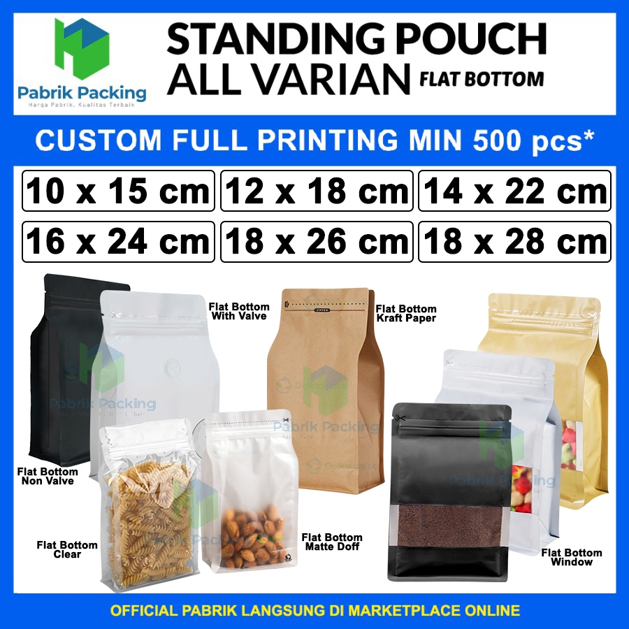 Standing Pouch Delkochoice Flat Bottom | Plastik Klip Variant Flat Bottom Termurah Satuan