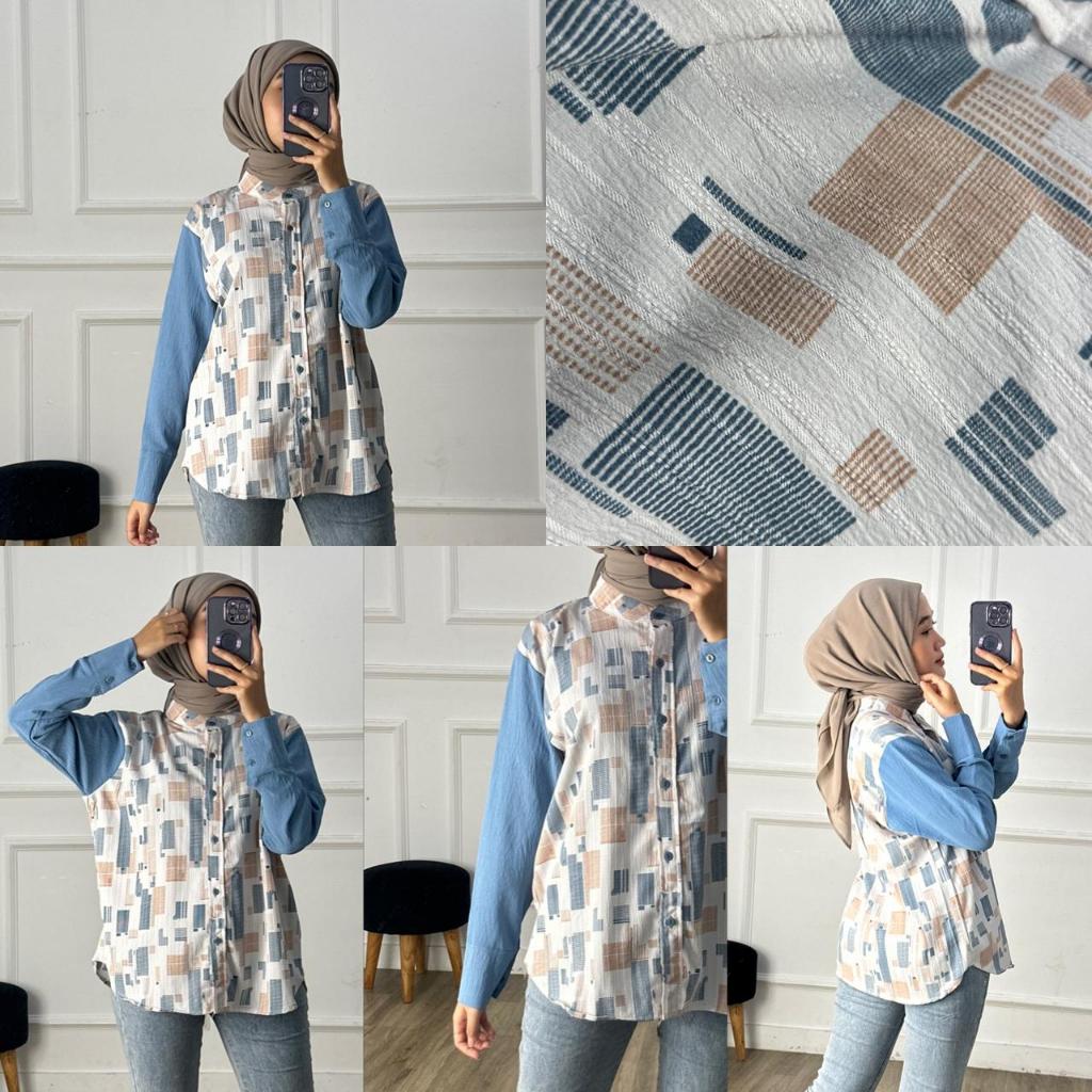 Ayasha Hijab - Naura Blouse Crinkle Kombi Oversize Ld 110