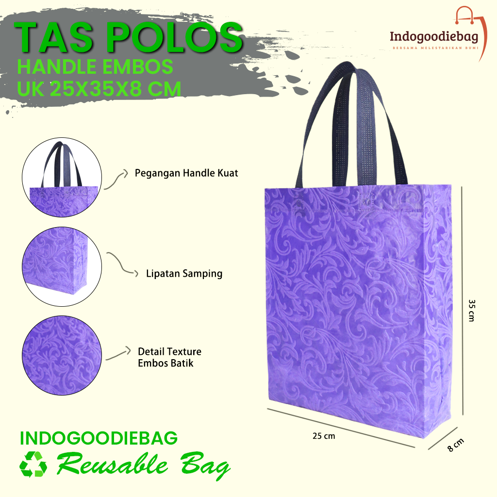 

Tas Spunbond Goodiebag Motif Embos Timbul Batik 3D Hajatan Souvenir Ulang Tahun 25 x 35 x 8