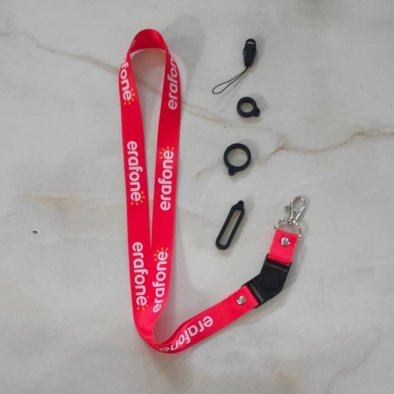 

TALI LANYARD ERAFONE / LANYARD MERAH Premium lanyard / gantungan kunci / gantungan id card / gantungan flashdisk / nametag hp name tag / handphone BEST SELLER COD j