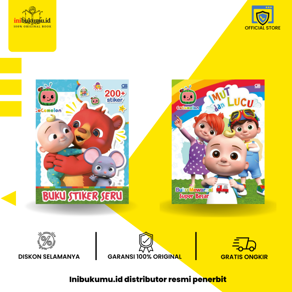 Cocomelon: Buku Mewarnai Super Besar Imut dan Lucu / Buku Stiker Seru - 200+ stiker