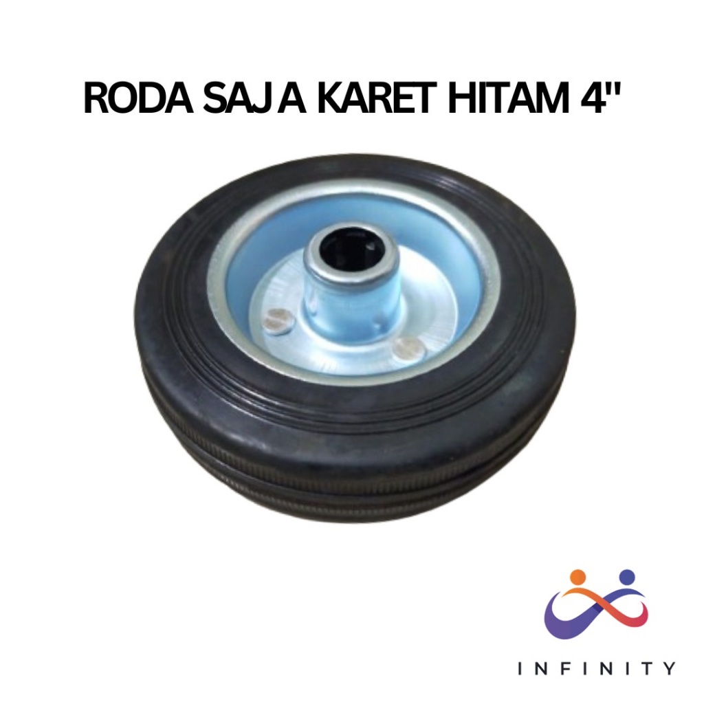 Roda Karet Hitam 4" Inch 10 cm Roda Saja PU Trolley Ban Mati Etalase Meja Gerobak Troli Wheel Only I
