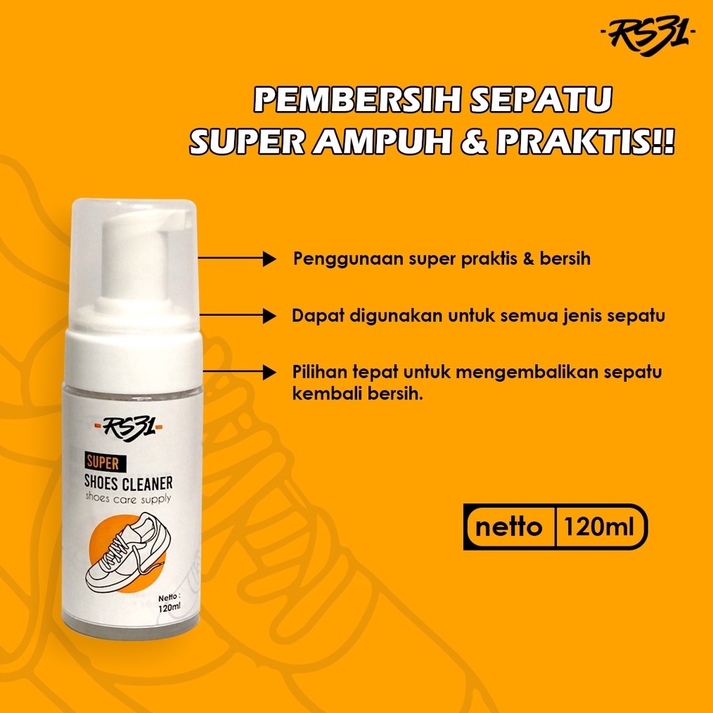 12.12 STOK READY RS31 Shoes Cleaner - Cairan Pembersih Sepatu / Penghilang Noda Sepatu Kotor Memband