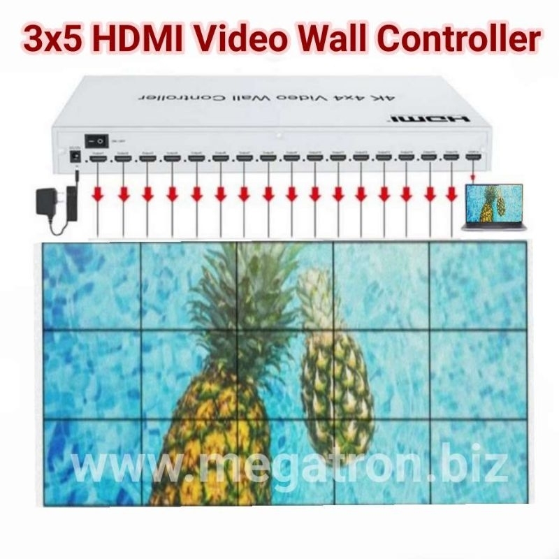 4K HDMI Video Wall Controller 5x3 - Menggabungkan 15 TV jadi satu tampilan besar
