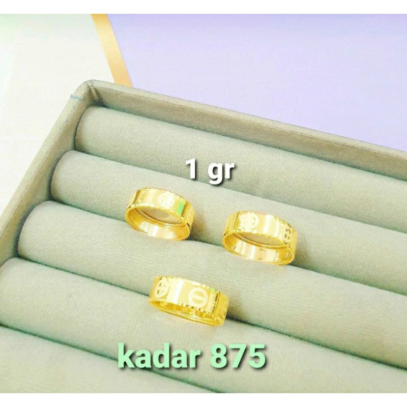 cincin Cart plat emas 875 20k emas asli