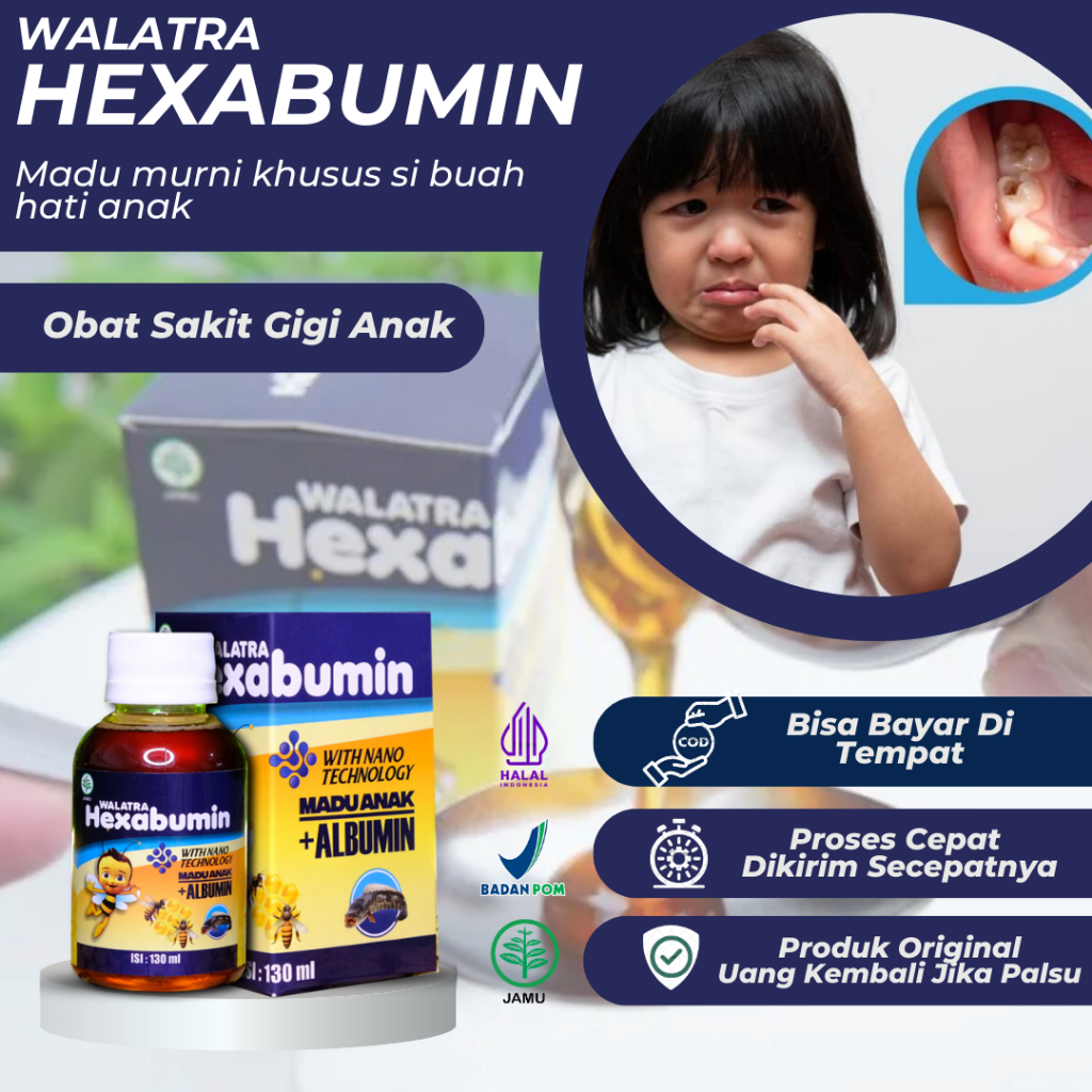 Hexabumin Madu Anak - Obat Sakit Gigi Anak, Gigi Keropos, Gigi Berlubang, Gigi Sensitif, Gusi Bengka